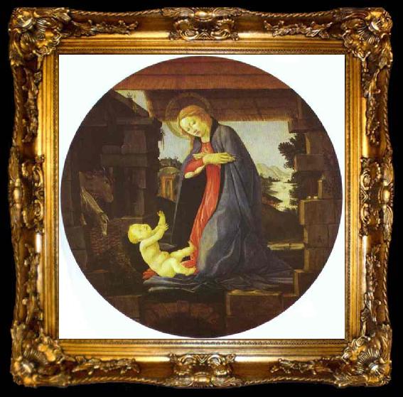 framed  Sandro Botticelli The Virgin Adoring Child, ta009-2